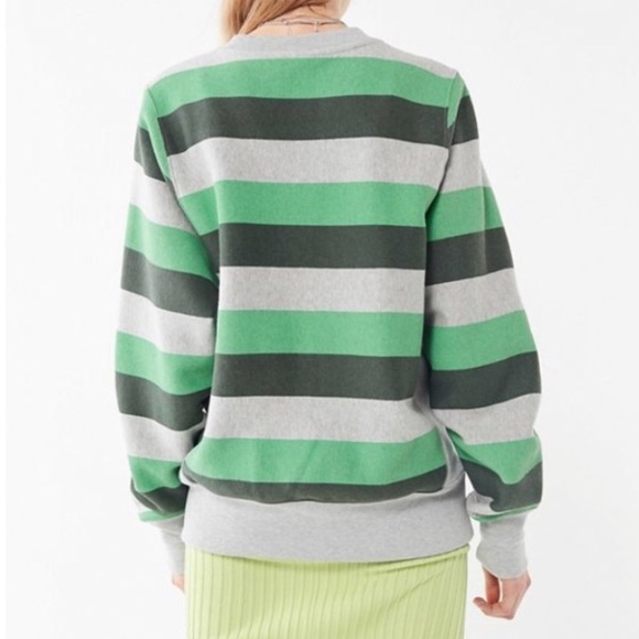 Champion Reverse Weave Gray and Green Striped Sweatshirt, Size Small - Picture 4 of 12
